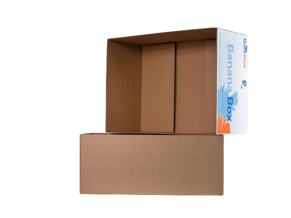 9 Bananen Box Zügelkartons, eine Big Banana Box und 40 Meter Klebeband für